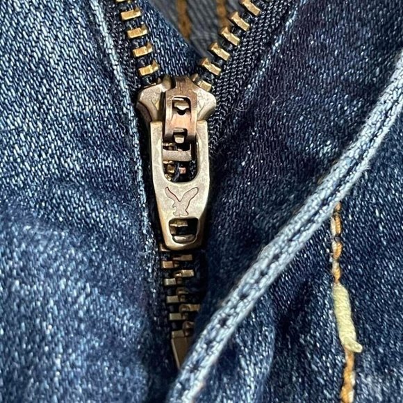 AMERICAN EAGLE Women's Size 12 Long Blue Super Stretch Skinny Jeans Trendy Denim - Picture 6 of 12